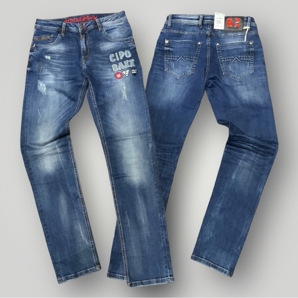 Men's Cipo & Baxx CD368 Mid Blue Denim Pants